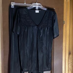 Adonna Black Satin Nightgown Set- Size L New